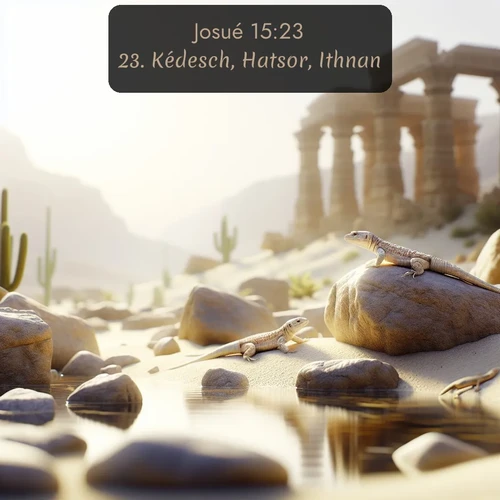 Segond Josué  ; image nature: image avec le verset biblique :Kédesch, Hatsor, Ithnan, ;  ; 15:23