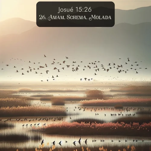 Segond Josué  ; image nature: image avec le verset biblique :Amam, Schema, Molada, ;  ; 15:26