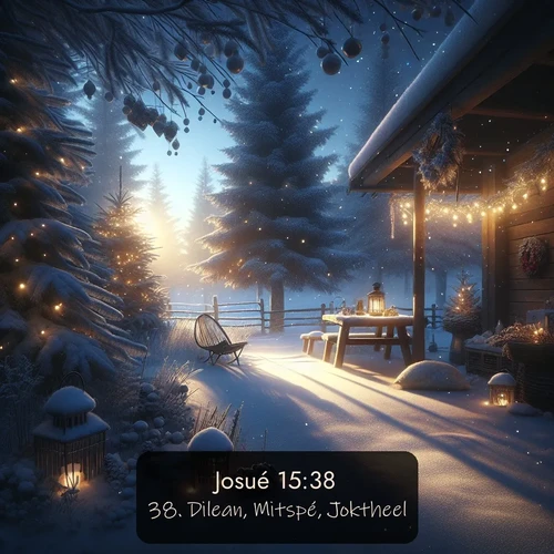 Segond Josué  ; image nature: image avec le verset biblique :Dilean, Mitspé, Joktheel, ;  ; 15:38