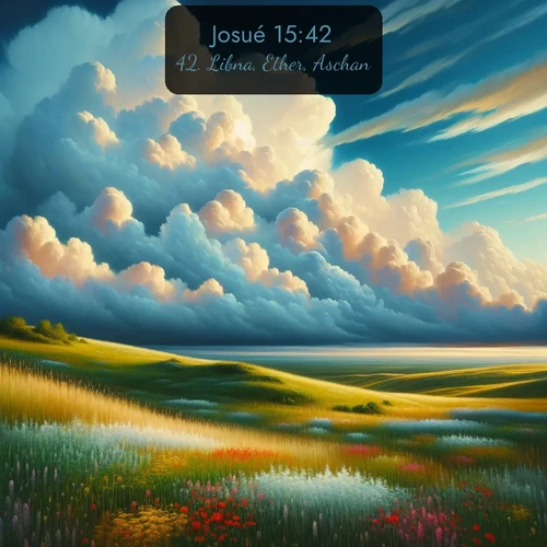 Segond Josué  ; image nature: image avec le verset biblique :Libna, Ether, Aschan, ;  ; 15:42