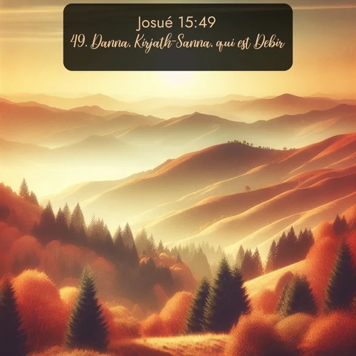 Segond Josué  ; image nature: image avec le verset biblique :Danna, Kirjath-Sanna, qui est Debir, ;  ; 15:49