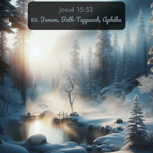 Segond Josué  ; image nature: image avec le verset biblique :Janum, Beth-Tappuach, Aphéka, ;  ; 15:53