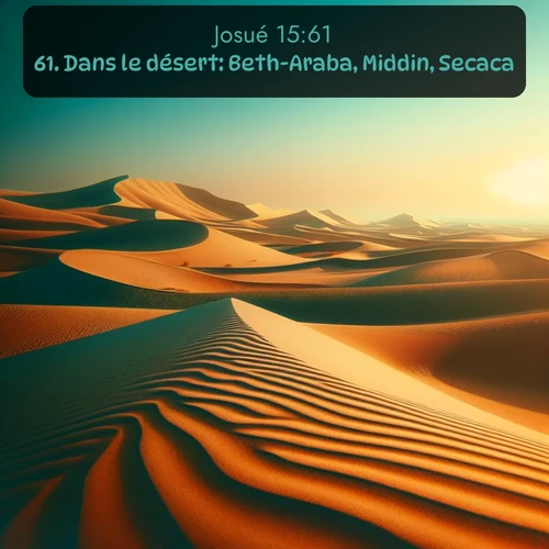 Segond Josué  ; image nature: image avec le verset biblique :Dans le désert: Beth-Araba, Middin, Secaca, ;  ; 15:61