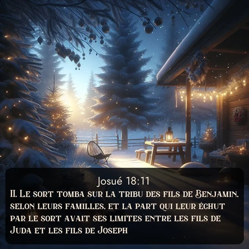 Segond Josué  ; image nature: image avec le verset biblique :Le sort tomba sur la tribu des fils de Benjamin, selon leurs familles, et la part qui leur échut par le sort avait ses limites entre les fils de Juda et les fils de Joseph. ;  ; 18:11