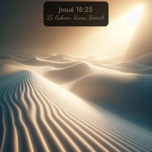 Segond Josué  ; image nature: image avec le verset biblique :Gabaon, Rama, Beéroth, ;  ; 18:25