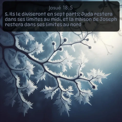 Segond Josué  ; image nature: image avec le verset biblique :Ils le diviseront en sept parts; Juda restera dans ses limites au midi, et la maison de Joseph restera dans ses limites au nord. ;  ; 18:5