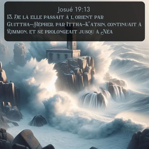 Segond Josué  ; image nature: image avec le verset biblique :De là elle passait à l&#039;orient par Guittha-Hépher, par Ittha-Katsin, continuait à Rimmon, et se prolongeait jusqu&#039;à Néa. ;  ; 19:13
