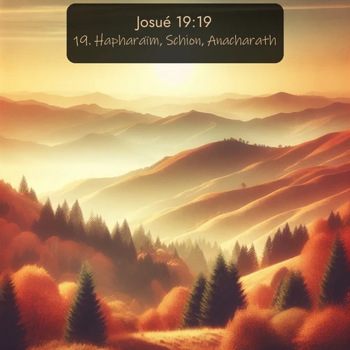 Segond Josué  ; image nature: image avec le verset biblique :Hapharaïm, Schion, Anacharath, ;  ; 19:19