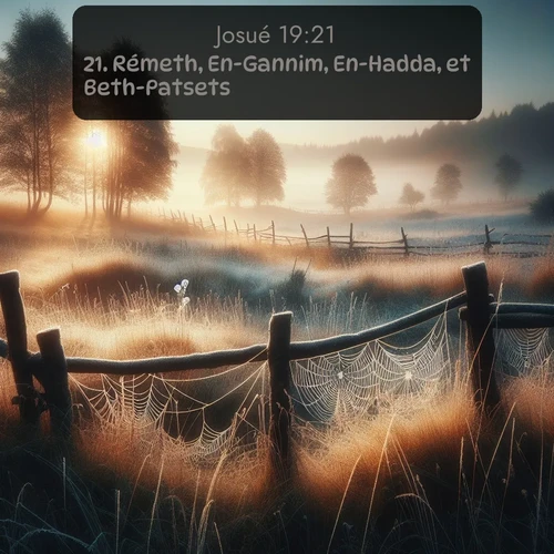Segond Josué  ; image nature: image avec le verset biblique :Rémeth, En-Gannim, En-Hadda, et Beth-Patsets; ;  ; 19:21