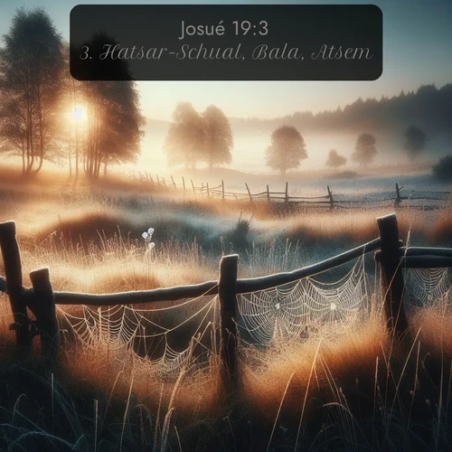 Segond Josué  ; image nature: image avec le verset biblique :Hatsar-Schual, Bala, Atsem, ;  ; 19:3
