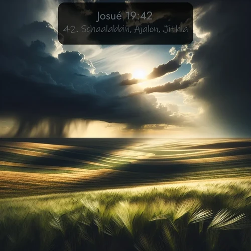 Segond Josué  ; image nature: image avec le verset biblique :Schaalabbin, Ajalon, Jithla, ;  ; 19:42