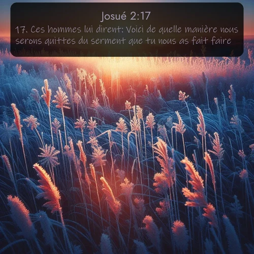 Segond Josué  ; image nature: image avec le verset biblique :Ces hommes lui dirent: Voici de quelle manière nous serons quittes du serment que tu nous as fait faire. ;  ; 2:17
