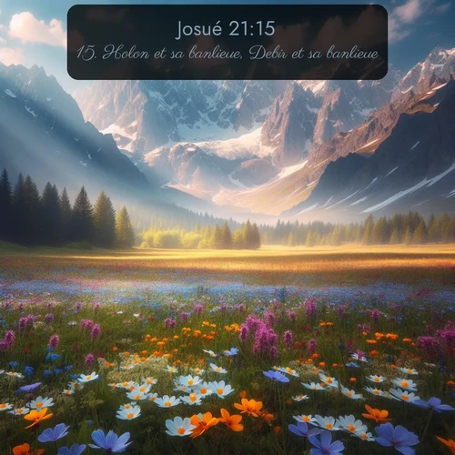 Segond Josué  ; image nature: image avec le verset biblique :Holon et sa banlieue, Debir et sa banlieue, ;  ; 21:15