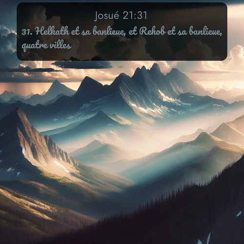 Segond Josué  ; image nature: image avec le verset biblique :Helkath et sa banlieue, et Rehob et sa banlieue, quatre villes; ;  ; 21:31
