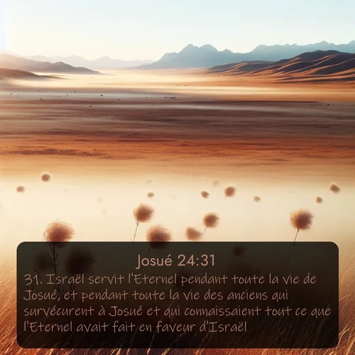 Segond Josué  ; image nature: image avec le verset biblique :Israël servit l&#039;Eternel pendant toute la vie de Josué, et pendant toute la vie des anciens qui survécurent à Josué et qui connaissaient tout ce que l&#039;Eternel avait fait en faveur d&#039;Israël. ;  ; 24:31