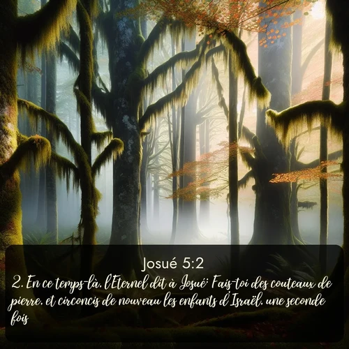 Segond Josué  ; image nature: image avec le verset biblique :En ce temps-là, l&#039;Eternel dit à Josué: Fais-toi des couteaux de pierre, et circoncis de nouveau les enfants d&#039;Israël, une seconde fois. ;  ; 5:2