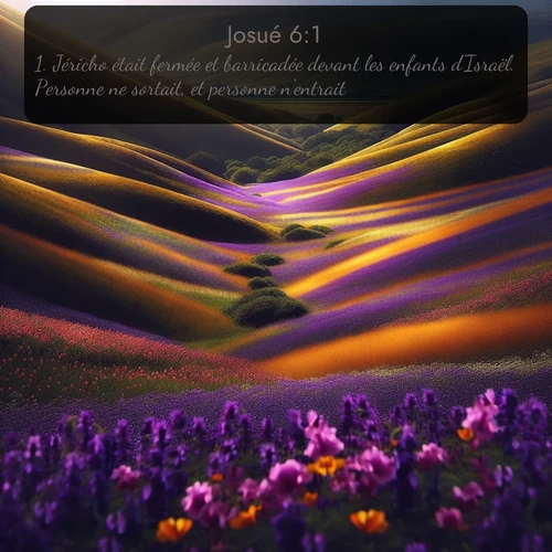 Segond Josué  ; image nature: image avec le verset biblique :Jéricho était fermée et barricadée devant les enfants d&#039;Israël. Personne ne sortait, et personne n&#039;entrait. ;  ; 6:1