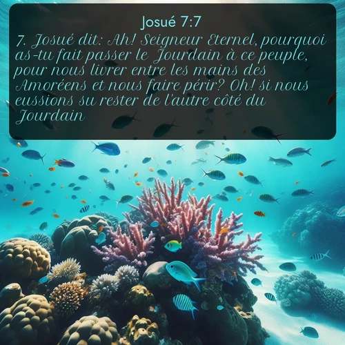 Segond Josué  ; image nature: image avec le verset biblique :Josué dit: Ah! Seigneur Eternel, pourquoi as-tu fait passer le Jourdain à ce peuple, pour nous livrer entre les mains des Amoréens et nous faire périr? Oh! si nous eussions su rester de l&#039;autre côté du Jourdain! ;  ; 7:7