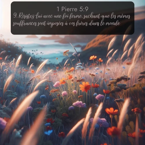 Segond 1 Pierre  ; image nature: image avec le verset biblique :Résistez-lui avec une foi ferme, sachant que les mêmes souffrances sont imposées à vos frères dans le monde. ;  ; 5:9