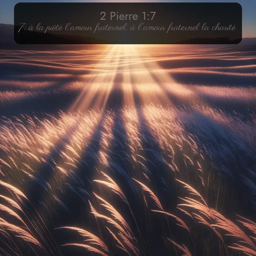 Segond 2 Pierre  ; image nature: image avec le verset biblique :à la piété l&#039;amour fraternel, à l&#039;amour fraternel la charité. ;  ; 1:7