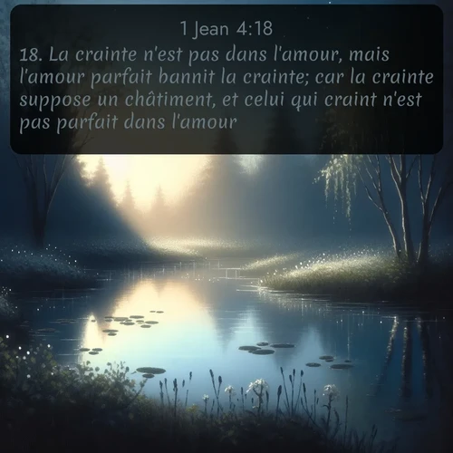 Segond 1 Jean  ; image nature: image avec le verset biblique :La crainte n&#039;est pas dans l&#039;amour, mais l&#039;amour parfait bannit la crainte; car la crainte suppose un châtiment, et celui qui craint n&#039;est pas parfait dans l&#039;amour. ;  ; 4:18