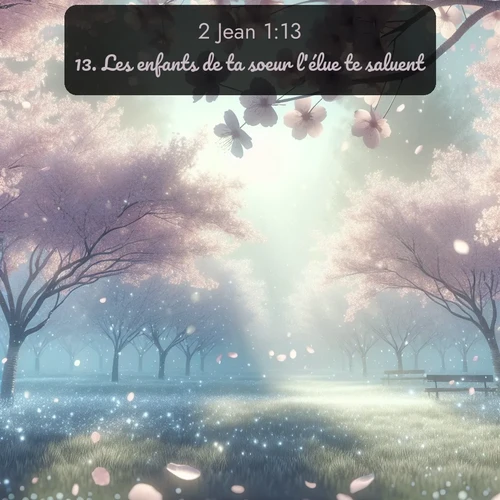 Segond 2 Jean  ; image nature: image avec le verset biblique :Les enfants de ta soeur l&#039;élue te saluent. ;  ; 1:13