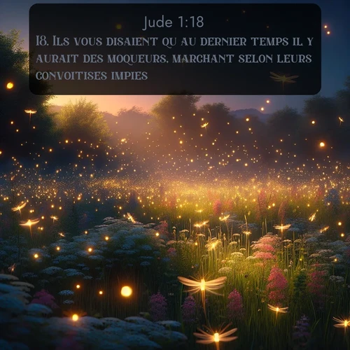 Segond Jude  ; image nature: image avec le verset biblique :Ils vous disaient qu&#039;au dernier temps il y aurait des moqueurs, marchant selon leurs convoitises impies; ;  ; 1:18