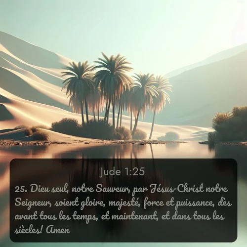Segond Jude  ; image nature: image avec le verset biblique :Dieu seul, notre Sauveur, par Jésus-Christ notre Seigneur, soient gloire, majesté, force et puissance, dès avant tous les temps, et maintenant, et dans tous les siècles! Amen! ;  ; 1:25