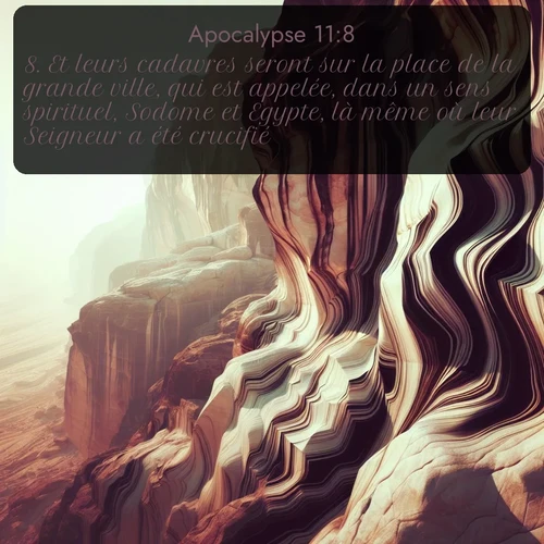Segond Apocalypse  ; image nature: image avec le verset biblique :Et leurs cadavres seront sur la place de la grande ville, qui est appelée, dans un sens spirituel, Sodome et Egypte, là même où leur Seigneur a été crucifié. ;  ; 11:8