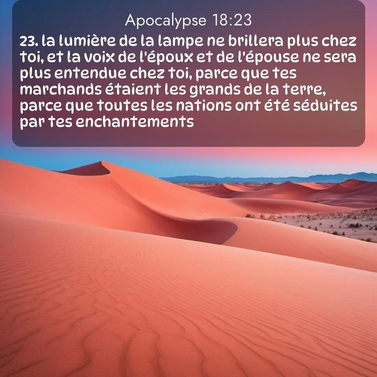 Segond Apocalypse 18:23