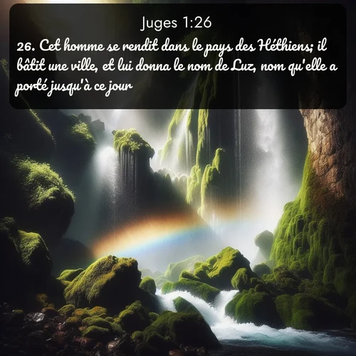 Segond Juges  ; image nature: image avec le verset biblique :Cet homme se rendit dans le pays des Héthiens; il bâtit une ville, et lui donna le nom de Luz, nom qu&#039;elle a porté jusqu&#039;à ce jour. ;  ; 1:26