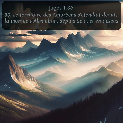 Segond Juges  ; image nature: image avec le verset biblique :Le territoire des Amoréens s&#039;étendait depuis la montée d&#039;Akrabbim, depuis Séla, et en dessus. ;  ; 1:36