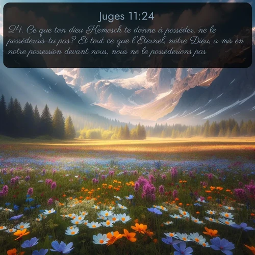 Segond Juges  ; image nature: image avec le verset biblique :Ce que ton dieu Kemosch te donne à posséder, ne le posséderais-tu pas? Et tout ce que l&#039;Eternel, notre Dieu, a mis en notre possession devant nous, nous ne le posséderions pas! ;  ; 11:24