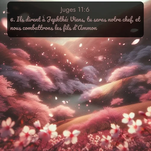 Segond Juges  ; image nature: image avec le verset biblique :Ils dirent à Jephthé: Viens, tu seras notre chef, et nous combattrons les fils d&#039;Ammon. ;  ; 11:6