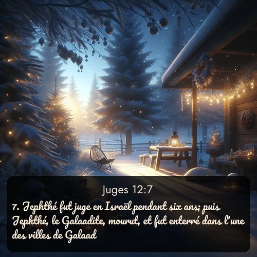 Segond Juges  ; image nature: image avec le verset biblique :Jephthé fut juge en Israël pendant six ans; puis Jephthé, le Galaadite, mourut, et fut enterré dans l&#039;une des villes de Galaad. ;  ; 12:7