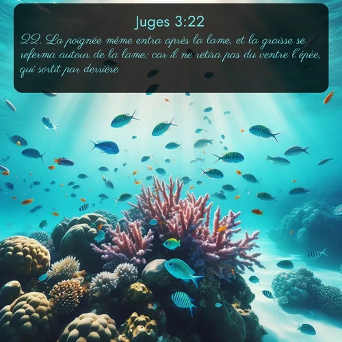 Segond Juges  ; image nature: image avec le verset biblique :La poignée même entra après la lame, et la graisse se referma autour de la lame; car il ne retira pas du ventre l&#039;épée, qui sortit par derrière. ;  ; 3:22