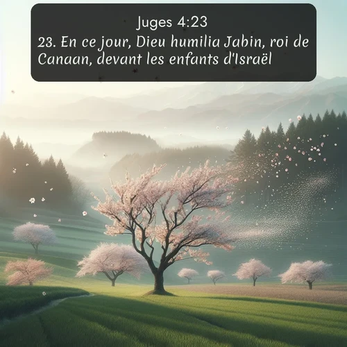 Segond Juges  ; image nature: image avec le verset biblique :En ce jour, Dieu humilia Jabin, roi de Canaan, devant les enfants d&#039;Israël. ;  ; 4:23