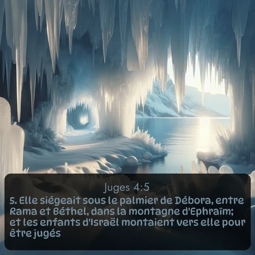 Segond Juges  ; image nature: image avec le verset biblique :Elle siégeait sous le palmier de Débora, entre Rama et Béthel, dans la montagne d&#039;Ephraïm; et les enfants d&#039;Israël montaient vers elle pour être jugés. ;  ; 4:5