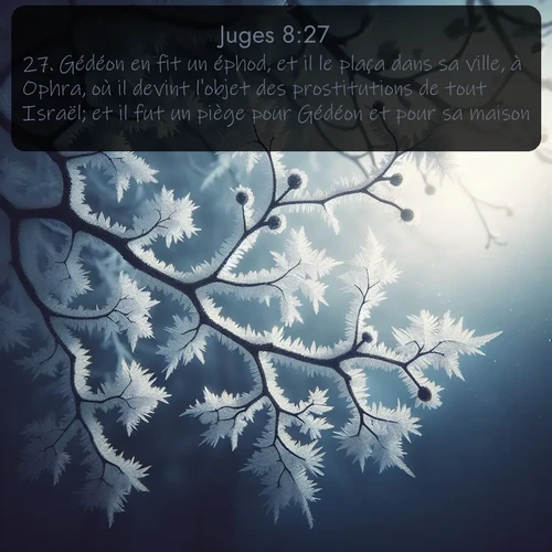 Segond Juges  ; image nature: image avec le verset biblique :Gédéon en fit un éphod, et il le plaça dans sa ville, à Ophra, où il devint l&#039;objet des prostitutions de tout Israël; et il fut un piège pour Gédéon et pour sa maison. ;  ; 8:27