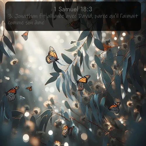 Segond 1 Samuel  ; image nature: image avec le verset biblique :Jonathan fit alliance avec David, parce qu&#039;il l&#039;aimait comme son âme. ;  ; 18:3