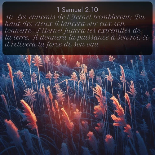 Segond 1 Samuel  ; image nature: image avec le verset biblique :Les ennemis de l&#039;Eternel trembleront; Du haut des cieux il lancera sur eux son tonnerre; L&#039;Eternel jugera les extrémités de la terre. Il donnera la puissance à son roi, Et il relèvera la force de son oint. ;  ; 2:10
