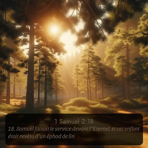 Segond 1 Samuel  ; image nature: image avec le verset biblique :Samuel faisait le service devant l&#039;Eternel, et cet enfant était revêtu d&#039;un éphod de lin. ;  ; 2:18