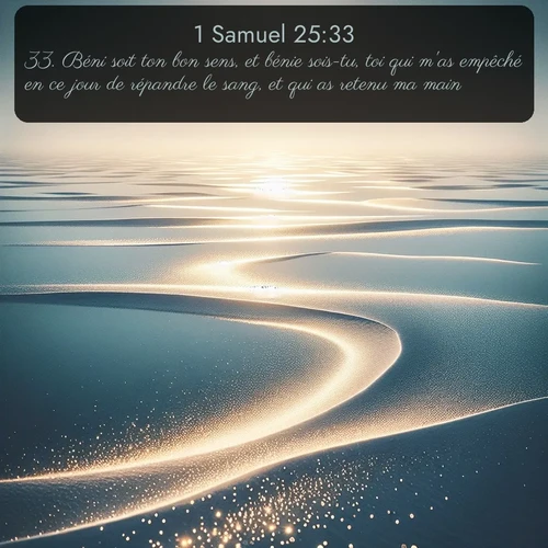 Segond 1 Samuel  ; image nature: image avec le verset biblique :Béni soit ton bon sens, et bénie sois-tu, toi qui m&#039;as empêché en ce jour de répandre le sang, et qui as retenu ma main! ;  ; 25:33