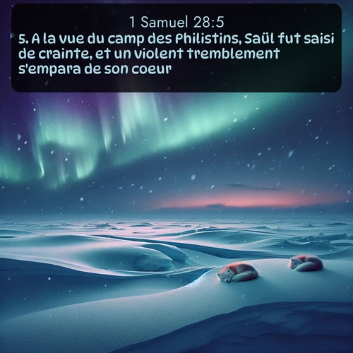 Segond 1 Samuel  ; image nature: image avec le verset biblique :A la vue du camp des Philistins, Saül fut saisi de crainte, et un violent tremblement s&#039;empara de son coeur. ;  ; 28:5