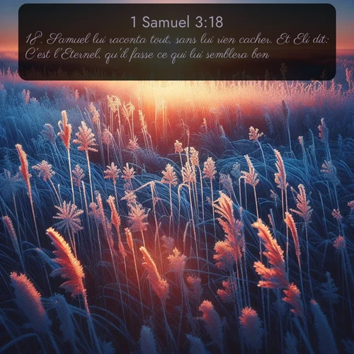 Segond 1 Samuel  ; image nature: image avec le verset biblique :Samuel lui raconta tout, sans lui rien cacher. Et Eli dit: C&#039;est l&#039;Eternel, qu&#039;il fasse ce qui lui semblera bon! ;  ; 3:18