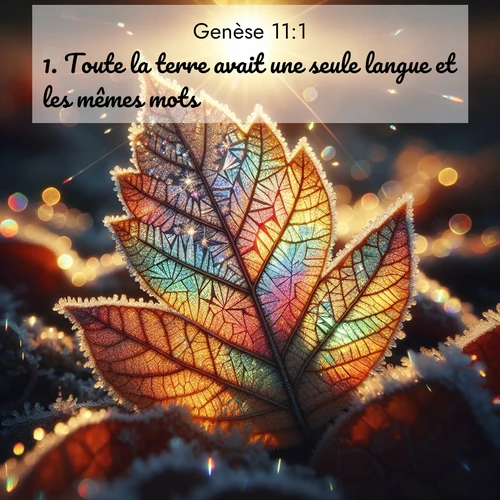 citation biblique : 1. Toute la terre avait une seule langue et les mêmes mots.
 sur fond image nature