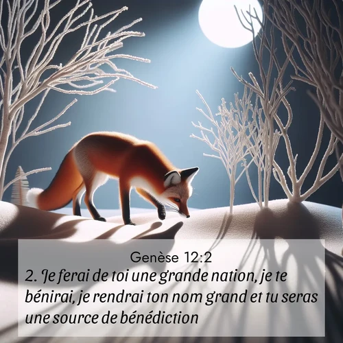 Segond21 Genèse  ; image nature: image avec le verset biblique :Je ferai de toi une grande nation, je te bénirai, je rendrai ton nom grand et tu seras une source de bénédiction. ;  ; 12:2