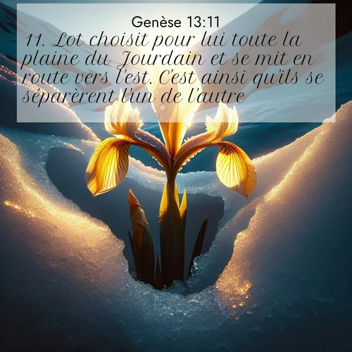 Segond21 Genèse  ; image nature: image avec le verset biblique :Lot choisit pour lui toute la plaine du Jourdain et se mit en route vers l&#039;est. C&#039;est ainsi qu&#039;ils se séparèrent l&#039;un de l&#039;autre. ;  ; 13:11