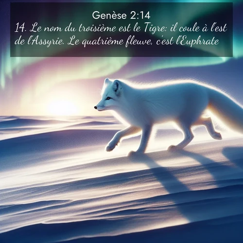 Segond21 Genèse  ; image nature: image avec le verset biblique :Le nom du troisième est le Tigre: il coule à l&#039;est de l&#039;Assyrie. Le quatrième fleuve, c&#039;est l&#039;Euphrate. ;  ; 2:14