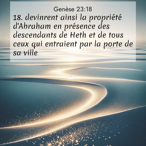 citation biblique : 18. devinrent ainsi la propriété d&#039;Abraham en présence des descendants de Heth et de tous ceux qui entraient par la porte de sa ville.
 sur fond image nature